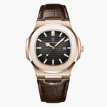 LISBOA — Leather Watch – Black