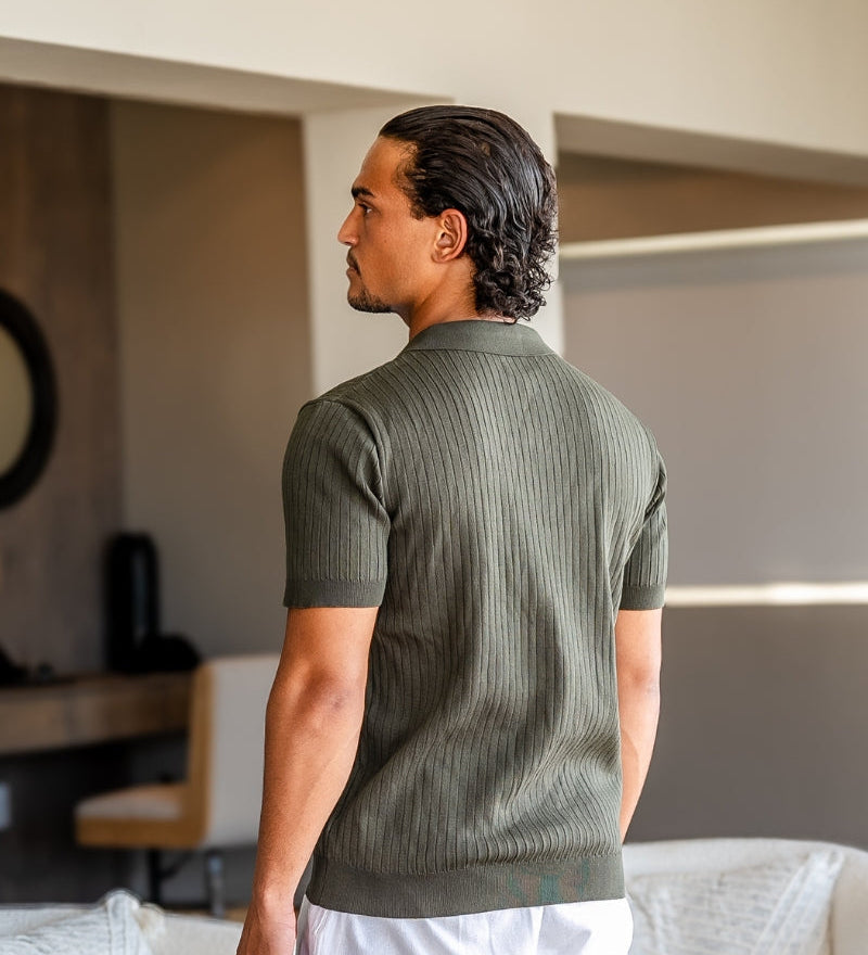 Premium Ribbed Knit Polo