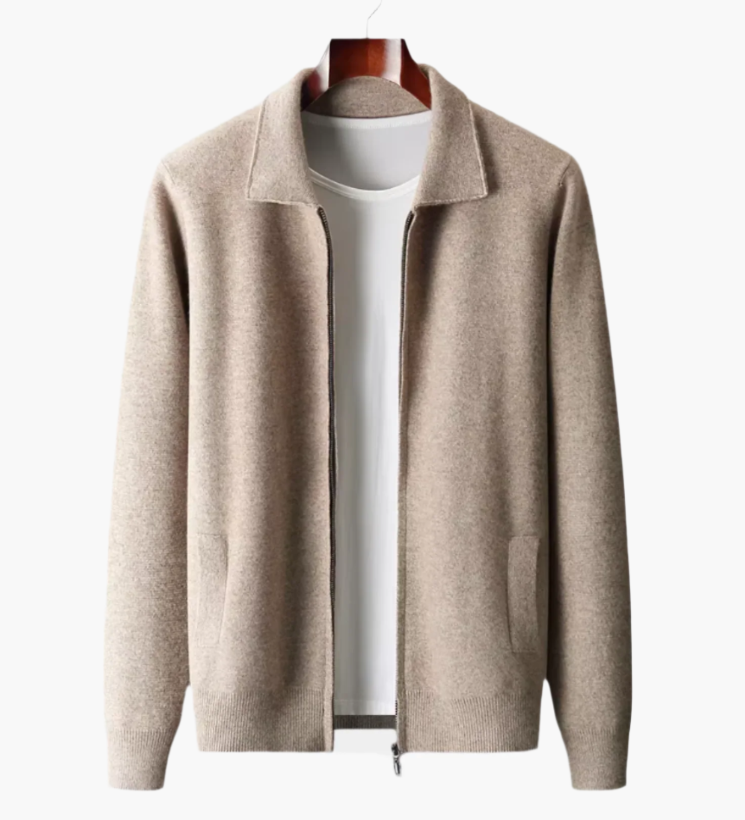 Extra-Fine Merino Zip Polo Cardigan